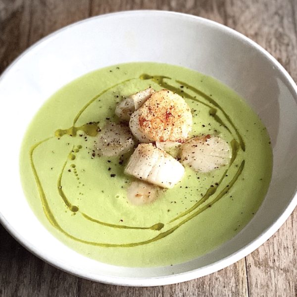 Cucumber Soup with Seared Scallops – Summer in a bowl